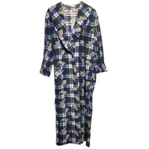 Eileen West Vintage Cat Kitten Flannel Long Sleeve Long Womens Robe, Size L